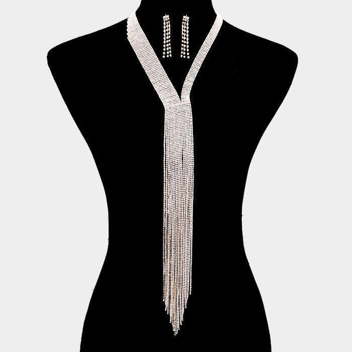 Gold Y Statement Necklace Rhinestone Paved - Jewelry Store by Erik Rayo
