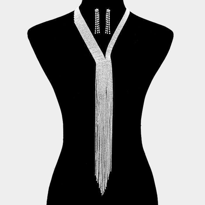 Clear Y Statement Necklace Rhinestone Paved - Jewelry Store by Erik Rayo