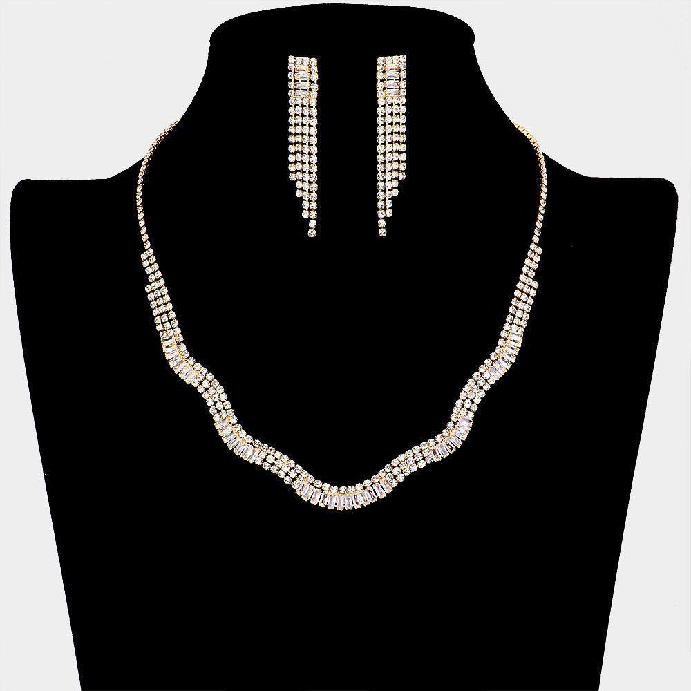 Gold CZ Wavy Necklace Rhinestone Paved - Jewelry Store by Erik Rayo