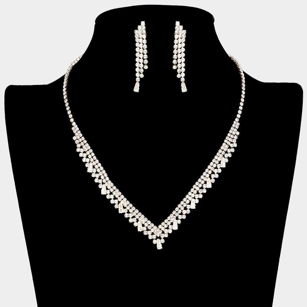 Gold CZ V Shaped Necklace Rhinestone Paved - Jewelry Store by Erik Rayo