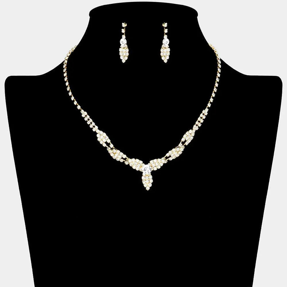 Gold Crystal Leaf Necklace Rhinestone Paved - Jewelry Store by Erik Rayo