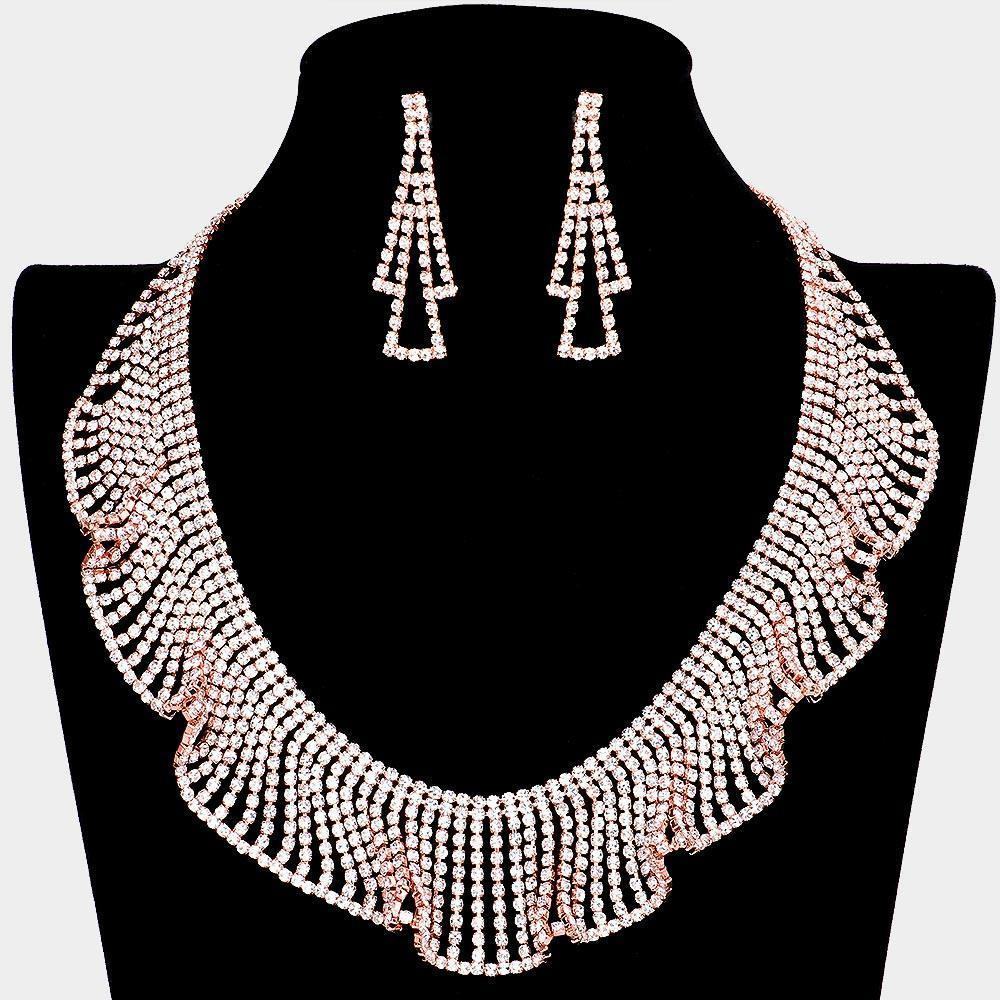 Rose Gold Rhinestone Crystal Bib Necklace - Jewelry Store by Erik Rayo