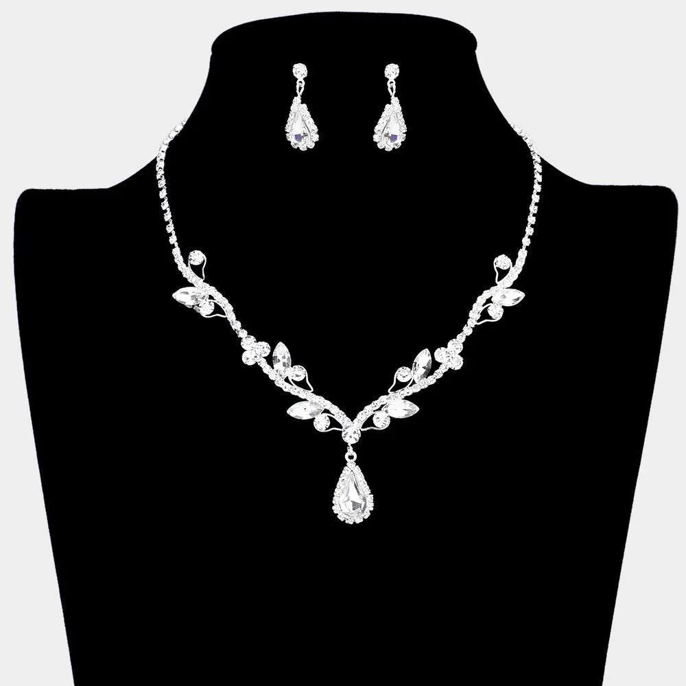 Silver Teardrop Accented Rhinestone Necklace - Jewelry Store by Erik Rayo
