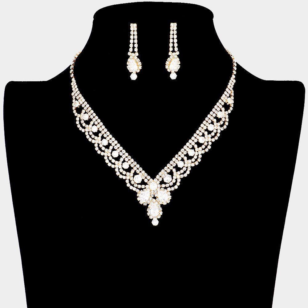 Gold Cubic Zirconia Necklace Rhinestone Paved - Jewelry Store by Erik Rayo