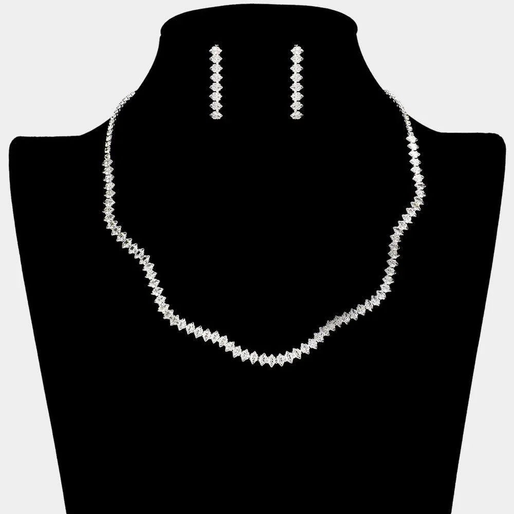 Silver CZ Wavy Necklace Rhinestone Paved - Jewelry Store by Erik Rayo