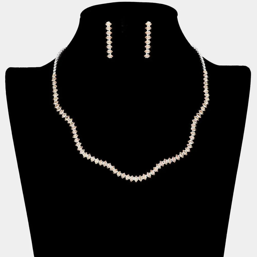 Silver CZ Wavy Necklace Rhinestone Paved - Jewelry Store by Erik Rayo