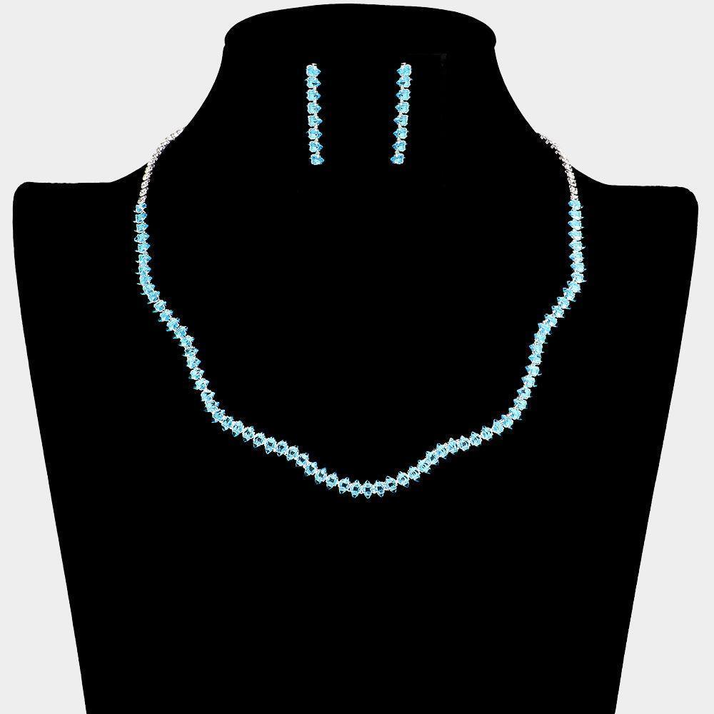 Turquoise CZ Wavy Necklace Rhinestone Paved - Jewelry Store by Erik Rayo
