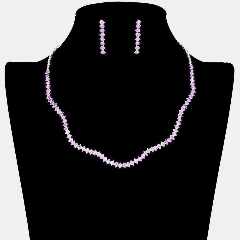 Silver CZ Wavy Necklace Rhinestone Paved - Jewelry Store by Erik Rayo