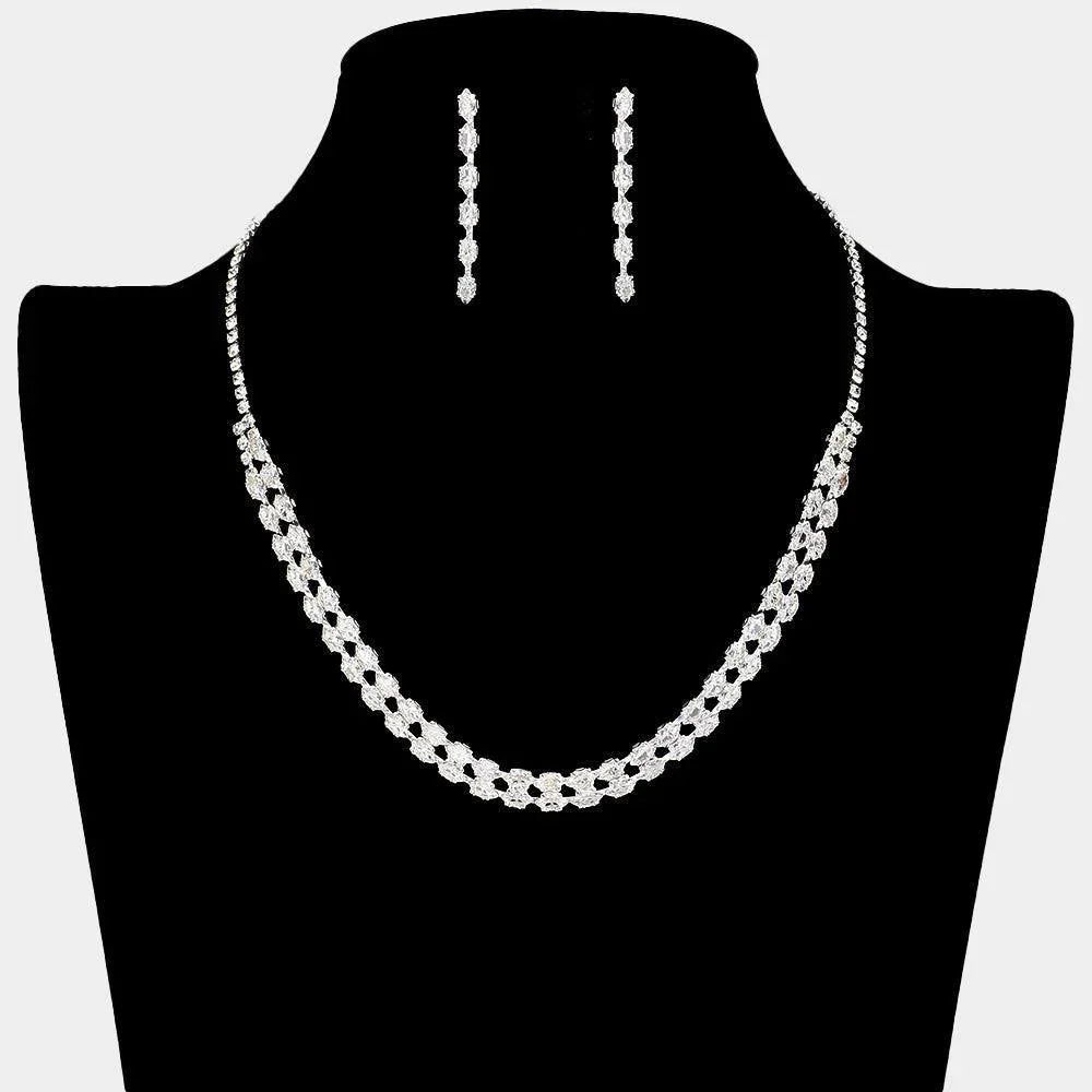 Silver CZ Marquise Necklace Rhinestone Paved - Jewelry Store by Erik Rayo