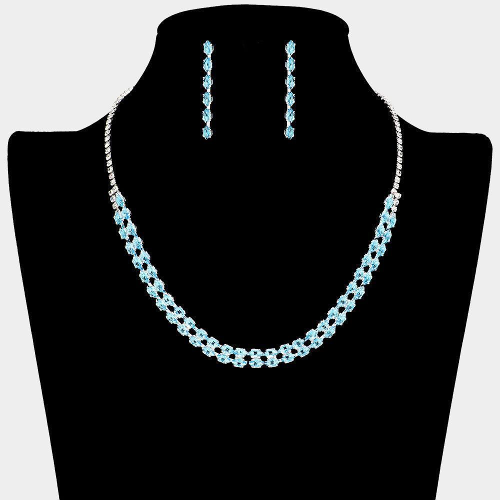 Turquoise CZ Marquise Necklace Rhinestone Paved - Jewelry Store by Erik Rayo