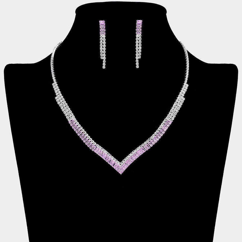 Silver CZ V Shape Necklace Rhinestone Paved - Jewelry Store by Erik Rayo