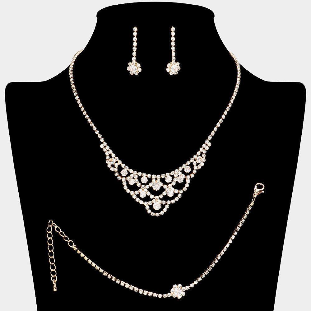 Gold CZ Stone Paved Necklace Jewelry Set - Jewelry Store by Erik Rayo