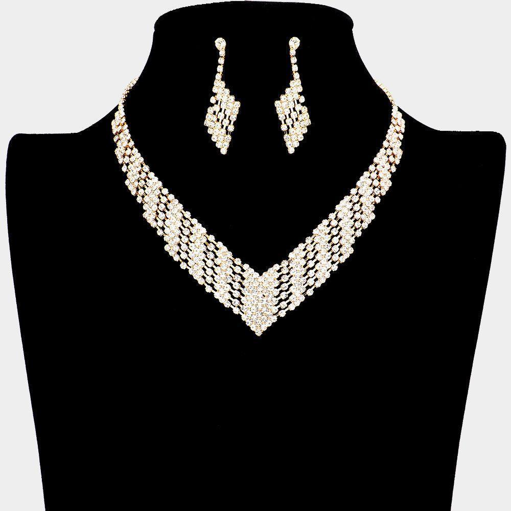 Gold Crystal Necklace Rhinestone Paved - Jewelry Store by Erik Rayo