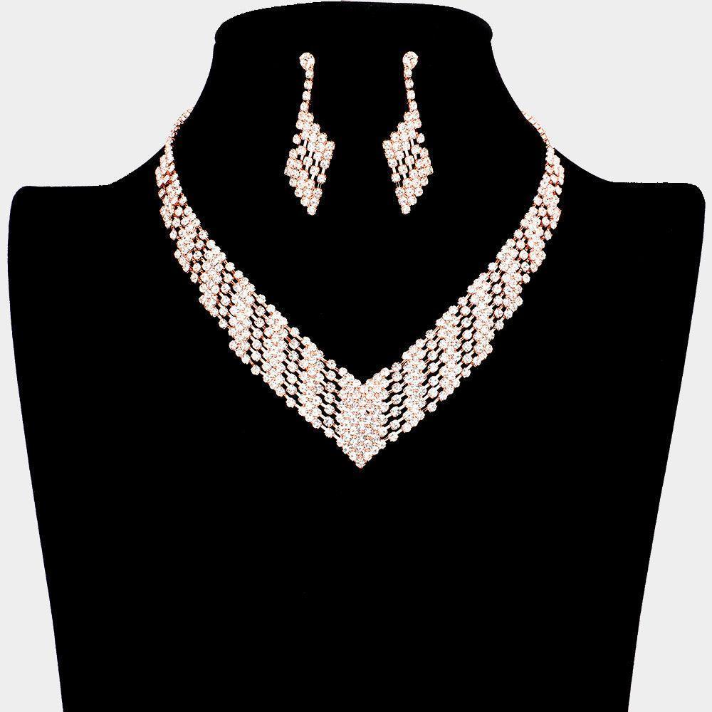 Rose Gold Crystal Necklace Rhinestone Paved - Jewelry Store by Erik Rayo