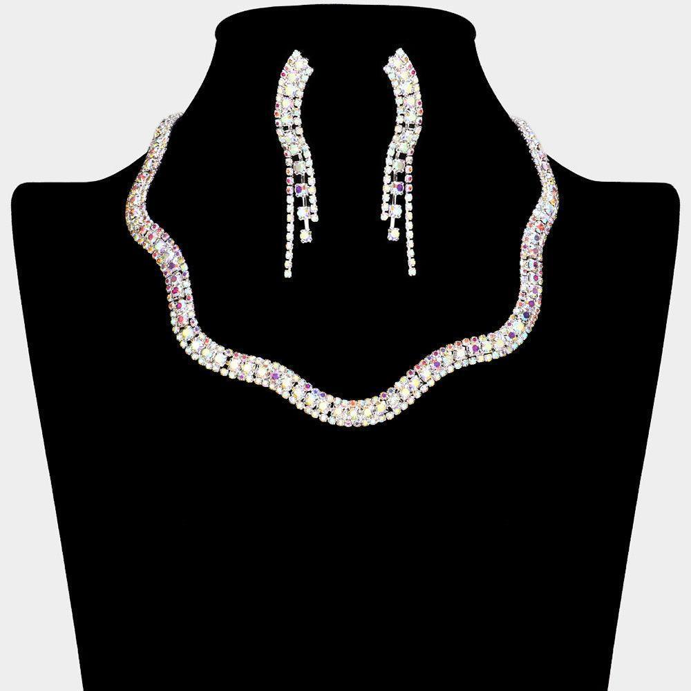 Silver Wavy Rhinestone Collar Necklace - Jewelry Store by Erik Rayo