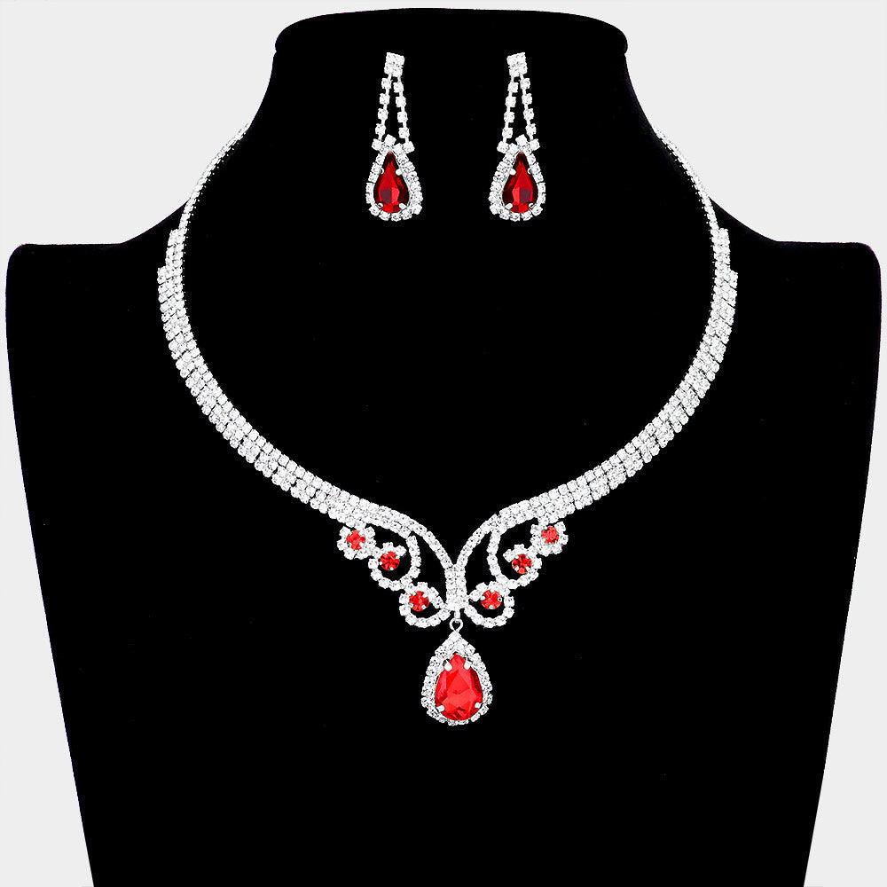 Teardrop Accented Rhinestone Necklace