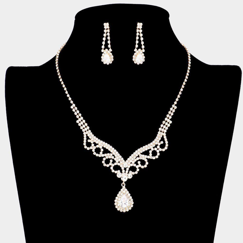 Gold CZ Teardrop Accented Necklace - Jewelry Store by Erik Rayo