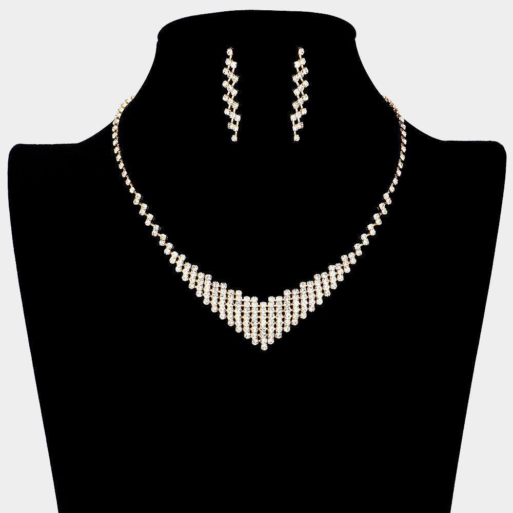 Clear V Shaped Necklace Rhinestone Paved - Jewelry Store by Erik Rayo