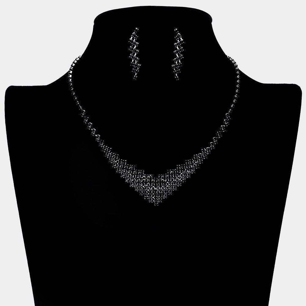 Black V Shaped Necklace Rhinestone Paved - Jewelry Store by Erik Rayo