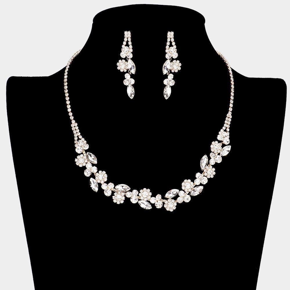 Gold Floral Rhinestone Necklace - Jewelry Store by Erik Rayo