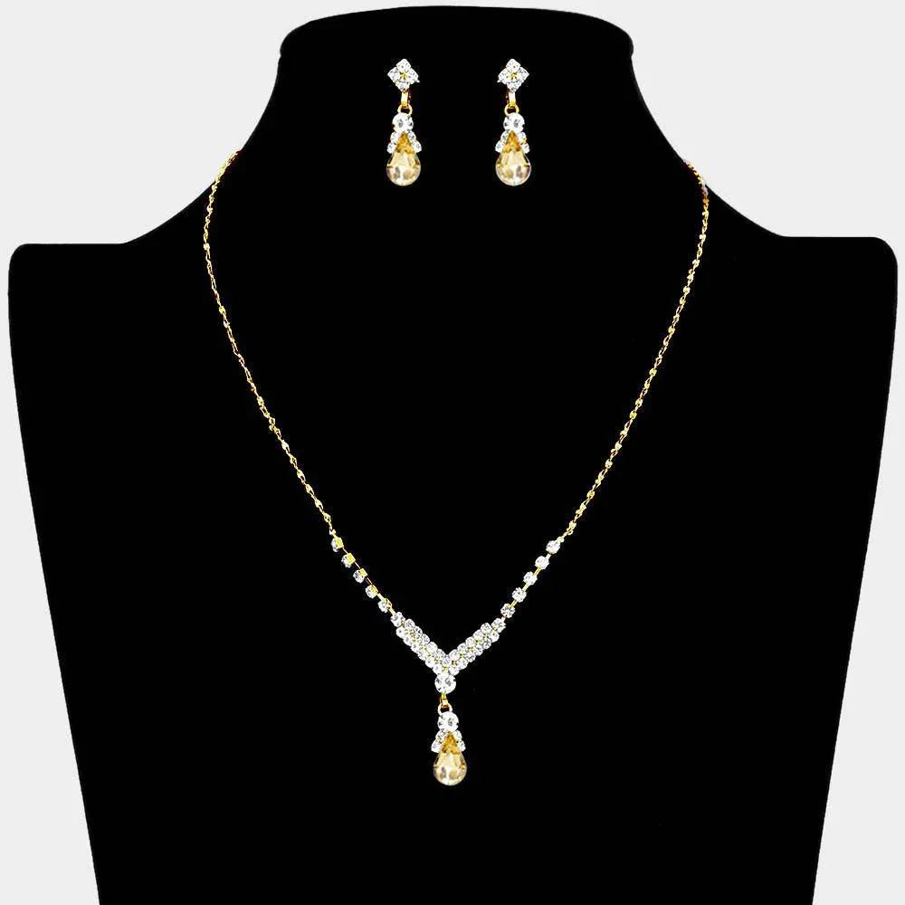 Teardrop Pendant Crystal Rhinestone Necklace - Jewelry Store by Erik Rayo