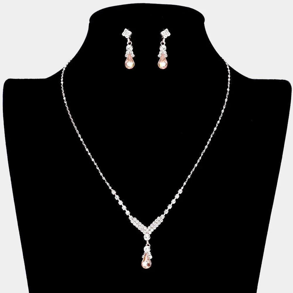 Gold Teardrop Pendant Crystal Rhinestone Necklace - Jewelry Store by Erik Rayo