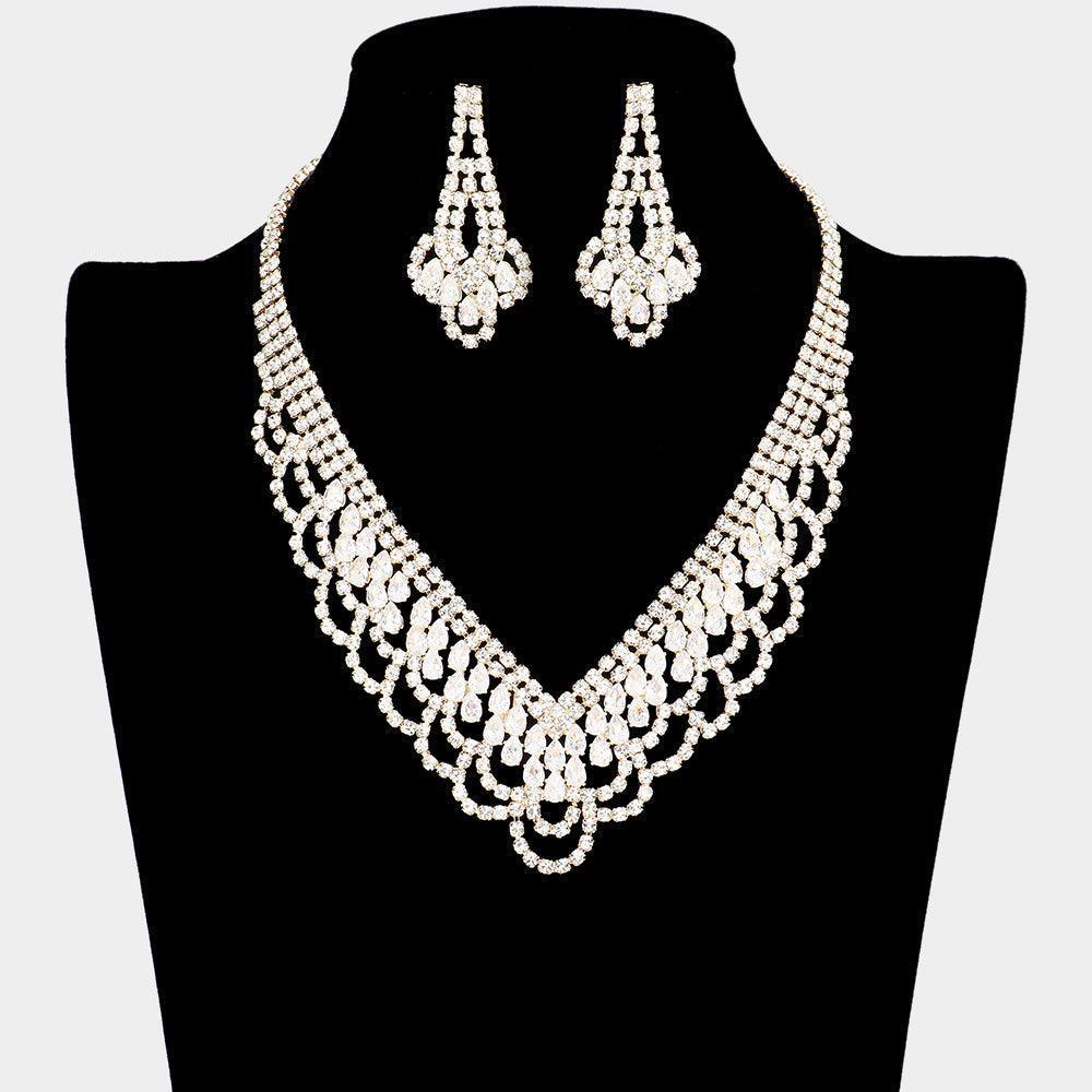 Gold CZ Teardrop Stone Detailed Necklace - Jewelry Store by Erik Rayo
