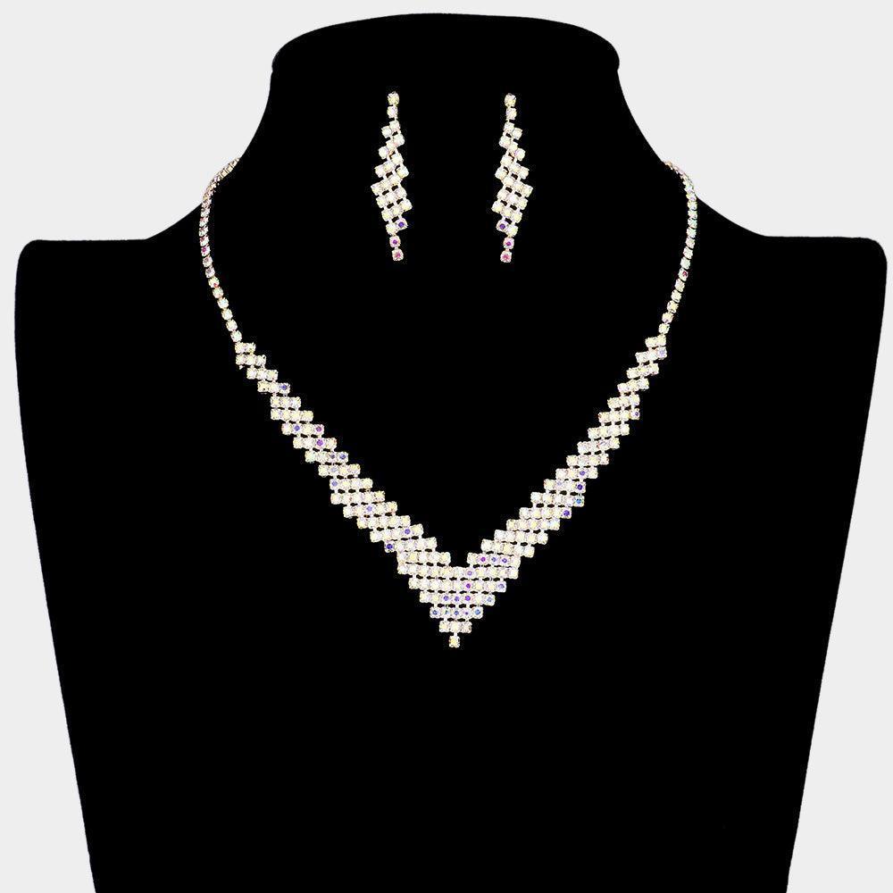 Gold V Shaped Necklace Rhinestone Paved - Jewelry Store by Erik Rayo