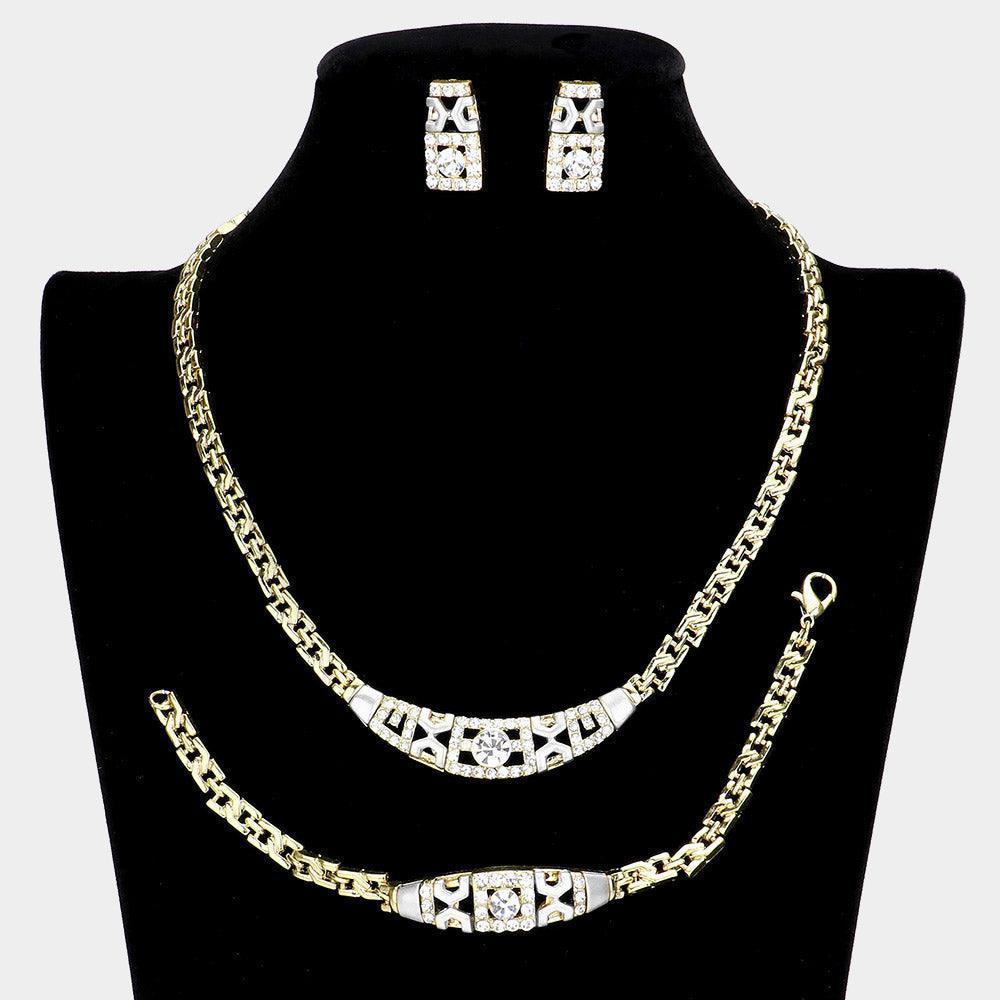 Silver Crystal Rhinestone & Metal Necklace Jewelry Set - Jewelry Store by Erik Rayo