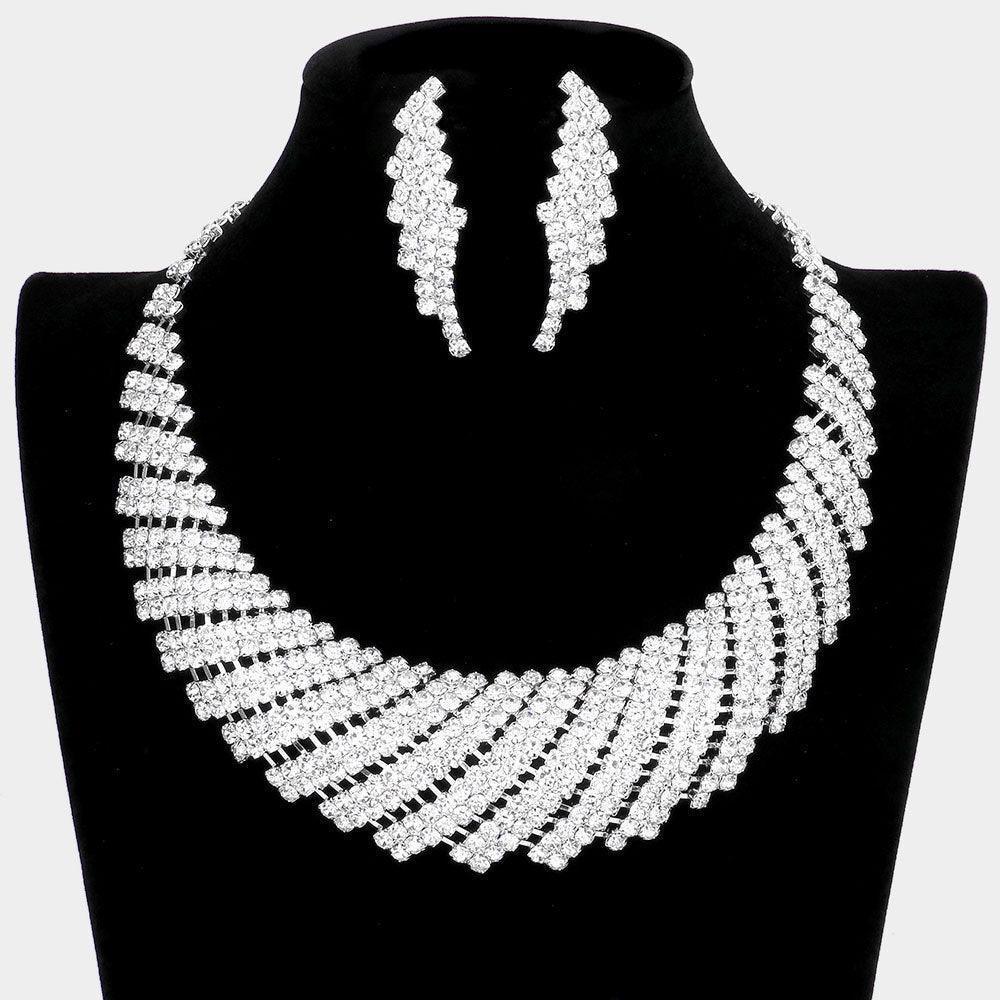 Silver Rhinestone Tornado Collar Bib Necklace - Jewelry Store by Erik Rayo