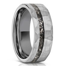 Load image into Gallery viewer, Men&#39;s Wedding Band Rings - Brushed Faceted Meteorite Wedding Ring for Men and Women
