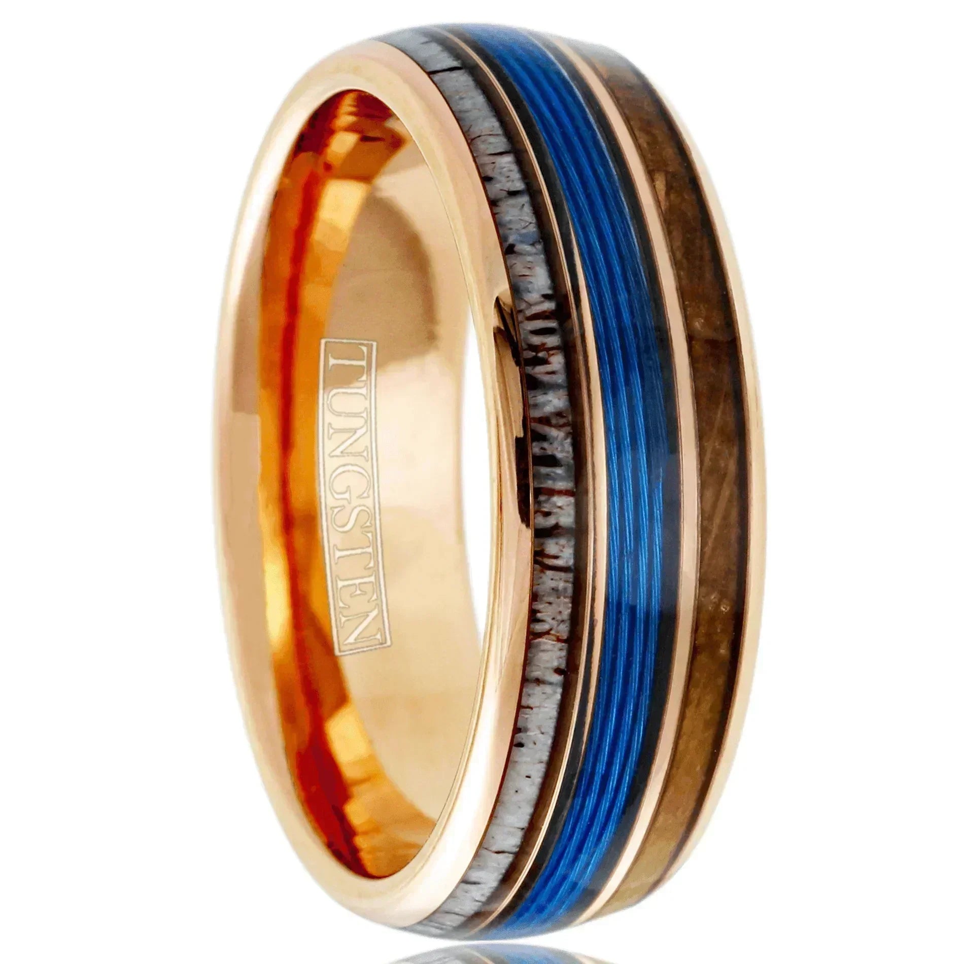Men's Wedding Band Ring - Rose Fishing Line, Whiskey Barrel, Antler Design - Wedding Rings for Men and Women - Jewelry Store by Erik Rayo