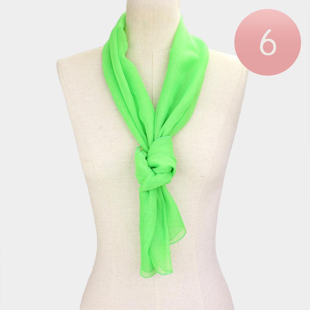 Green 6PCS - Solid Chiffon Scarf - Jewelry Store by Erik Rayo