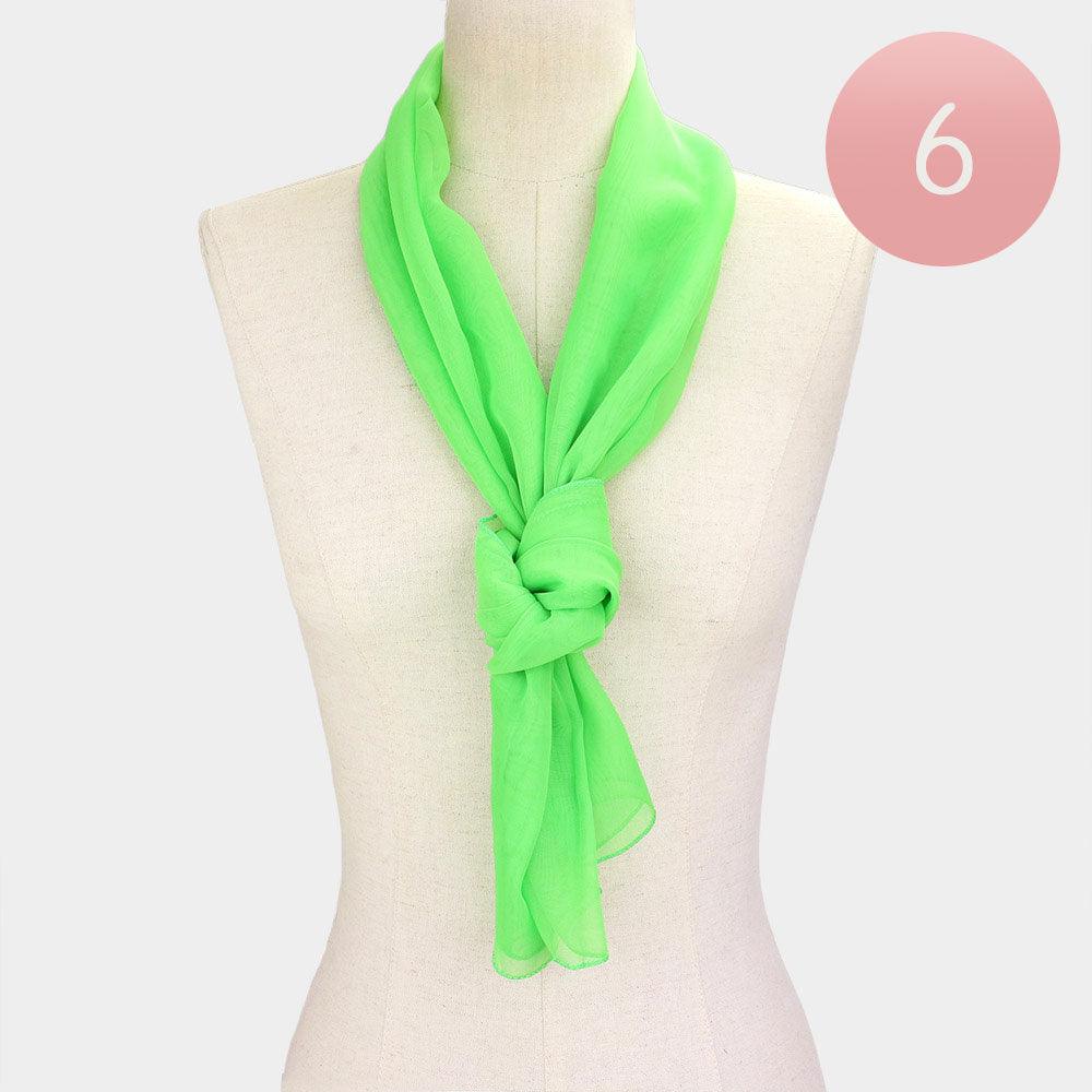 Green 6PCS - Solid Chiffon Scarf