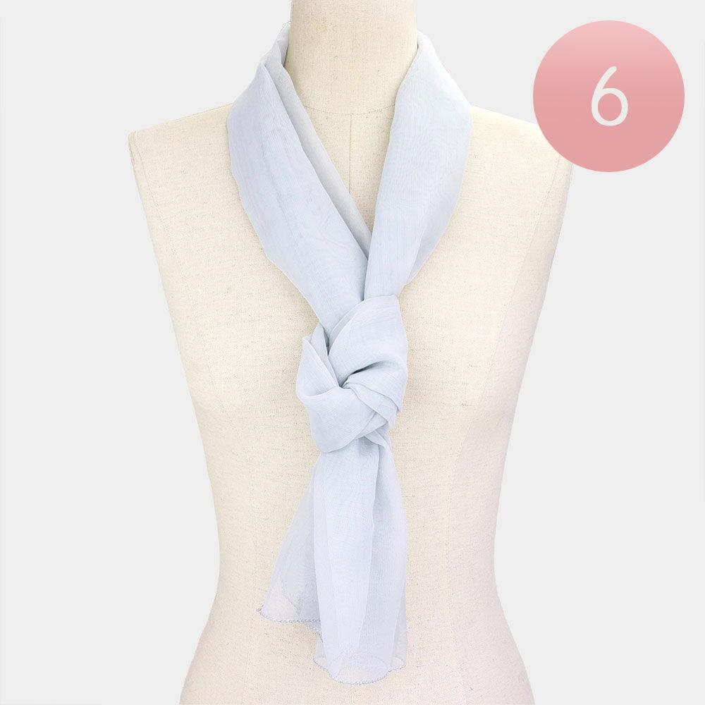 Gray 6PCS - Solid Chiffon Scarf