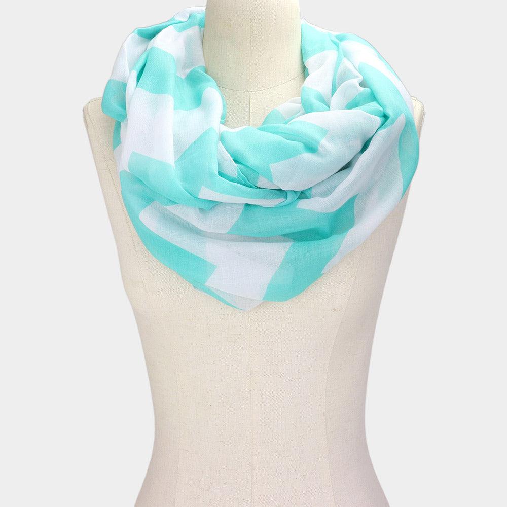 White Chevron Pattern Infinity Scarf