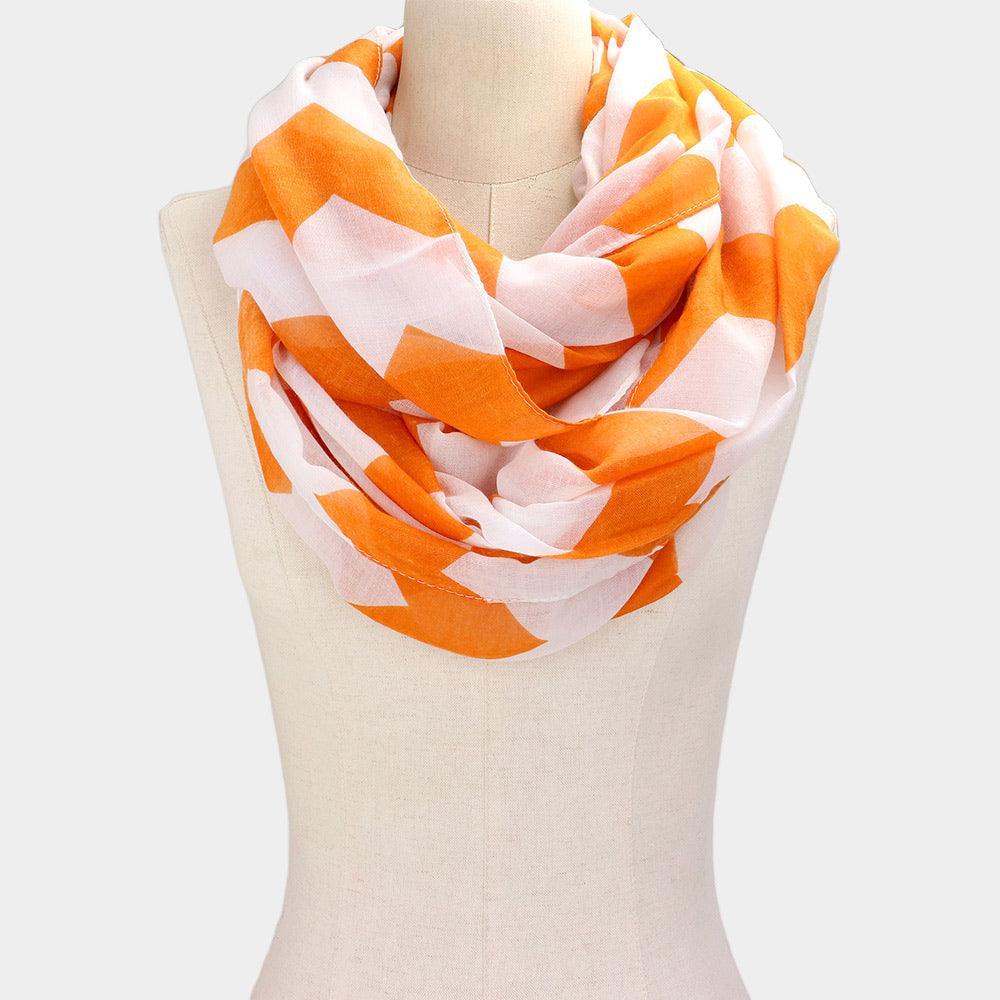 White Chevron Pattern Infinity Scarf