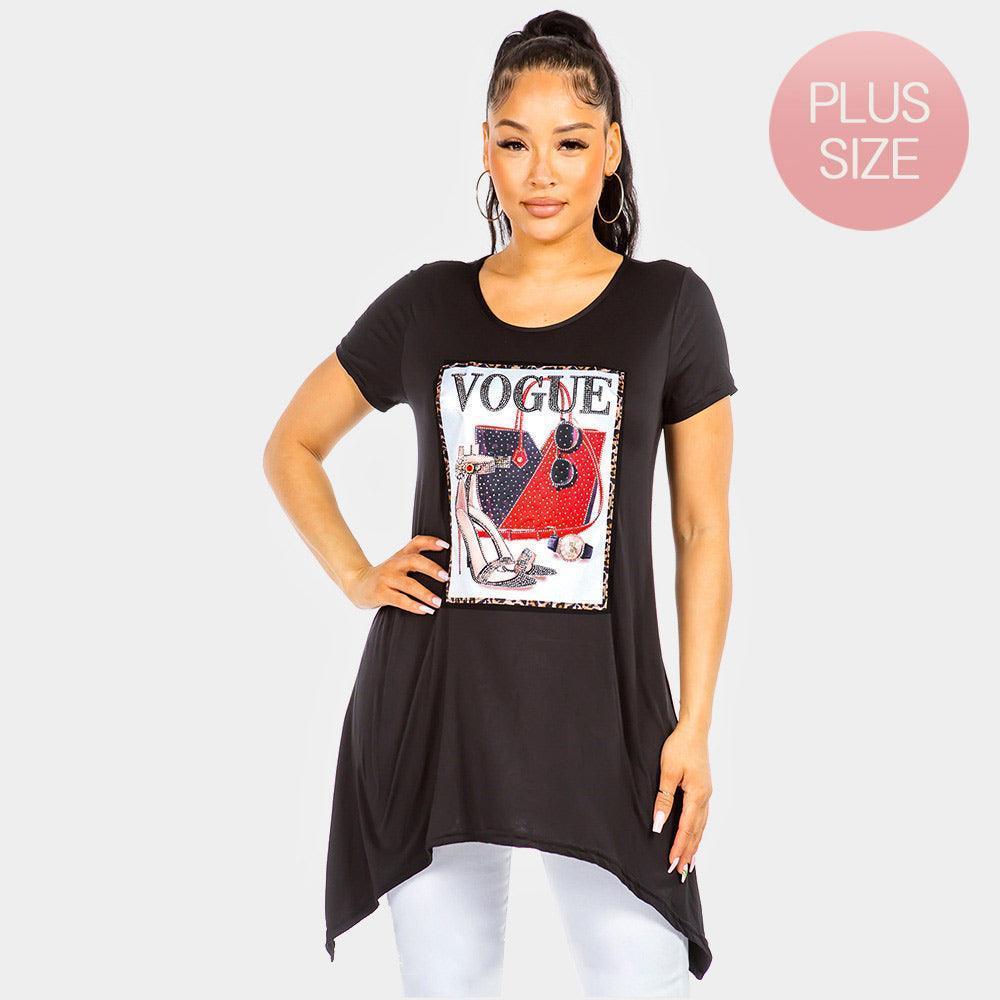 Black Bling Vogue Message Shoes Bag Watch Sunglasses Leopard Pointed Graphic Printed Half Sleeves Top - Jewelry Store by Erik Rayo