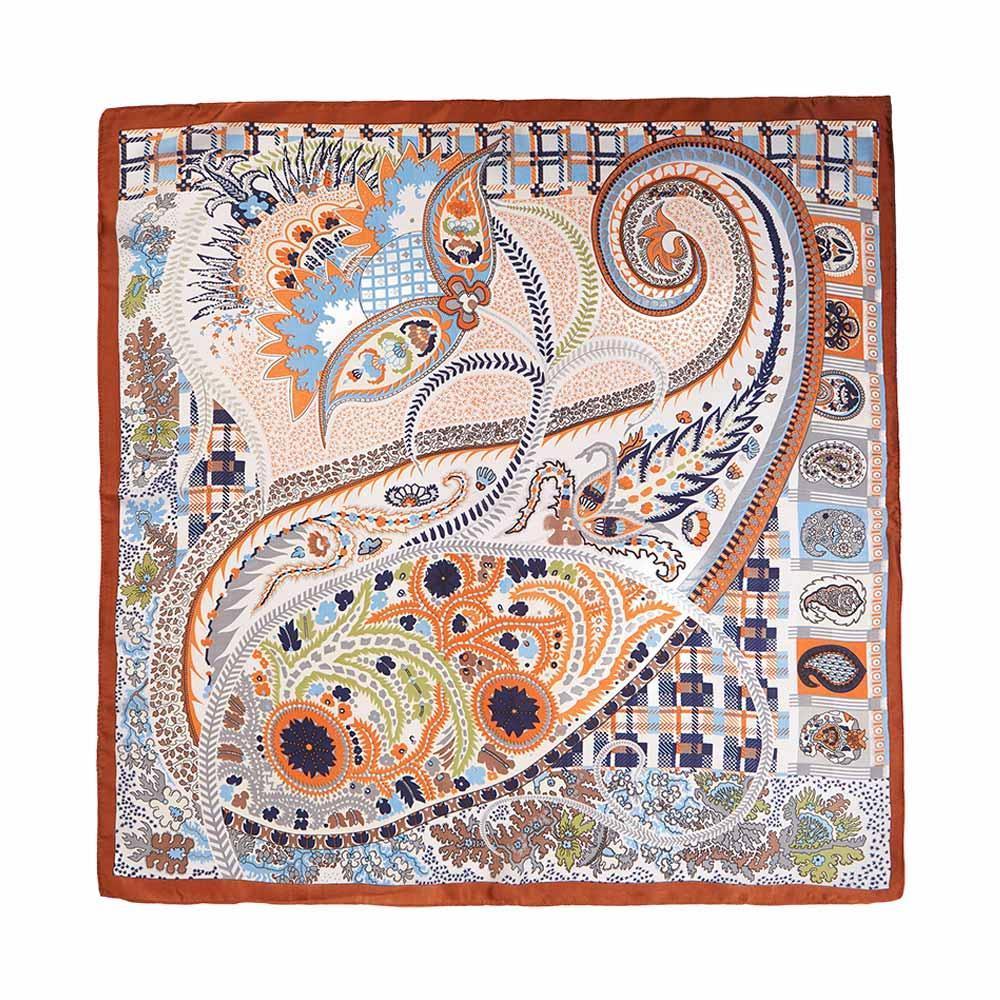 Brown Paisley Printed Square Scarf - Jewelry Store by Erik Rayo