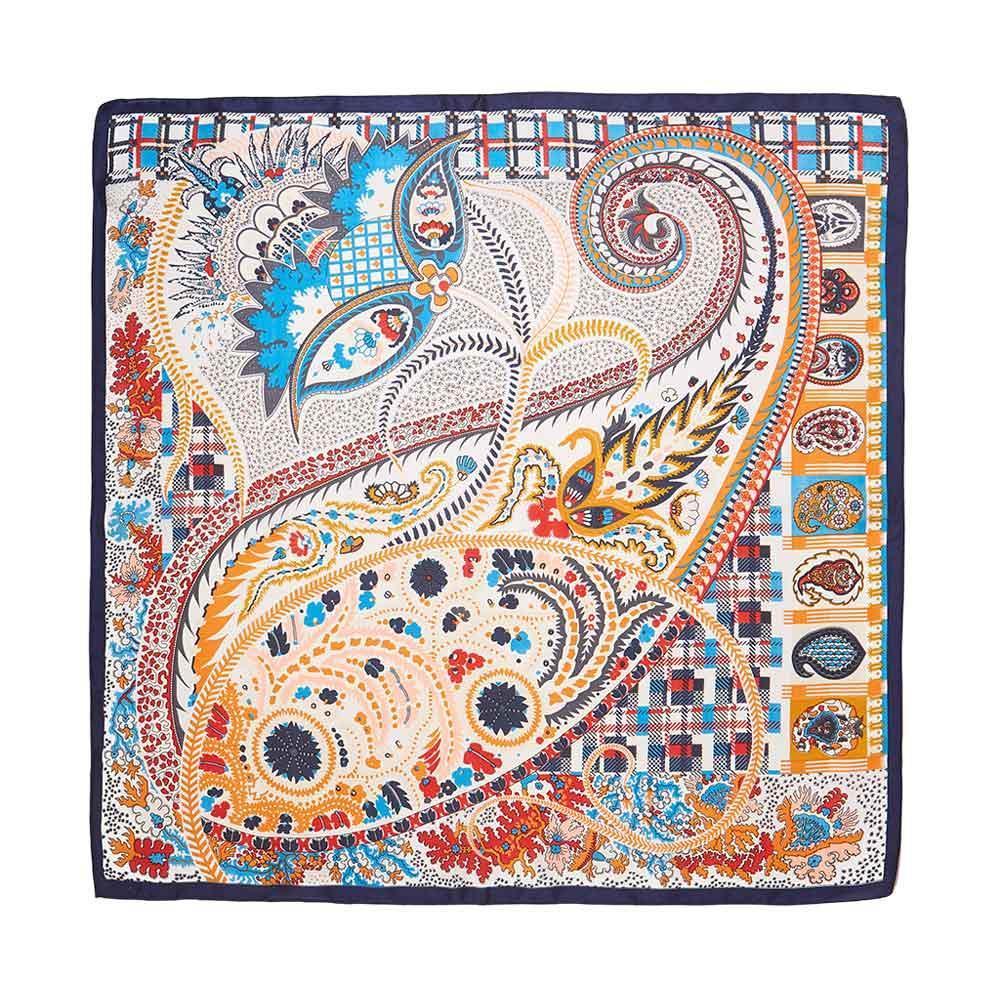 Navy Paisley Printed Square Scarf - Jewelry Store by Erik Rayo