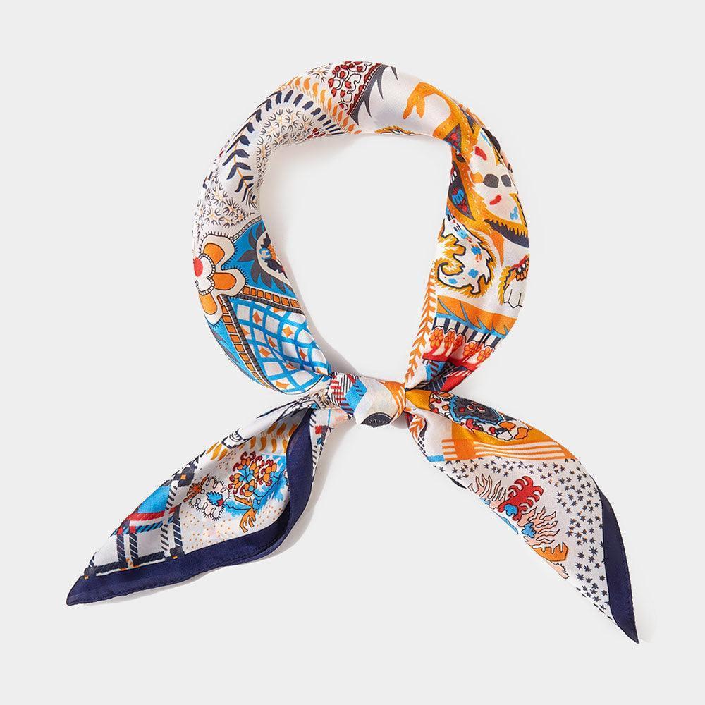 Navy Paisley Printed Square Scarf - Jewelry Store by Erik Rayo