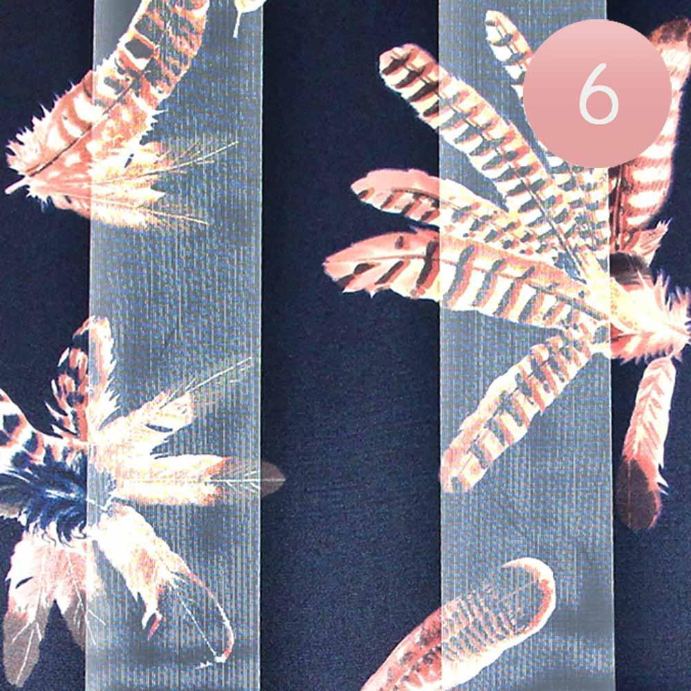 Navy 6PCS - Silk Feel Satin Stripe Feather Pattern Scarf - Jewelry Store by Erik Rayo