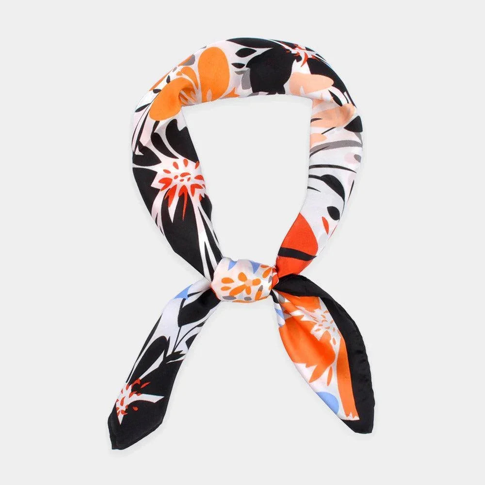 Black Flower Print Bandana Scarf - Jewelry Store by Erik Rayo