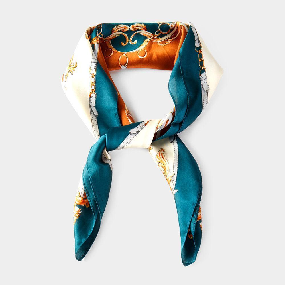 Teal Abstract Belt Print Bandana Scarf - Jewelry Store by Erik Rayo