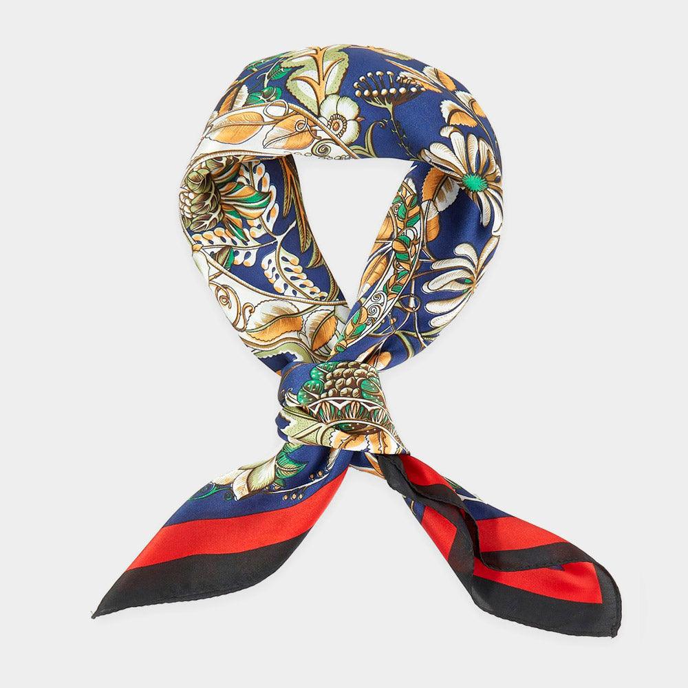 Navy Floral Print Bandana Scarf