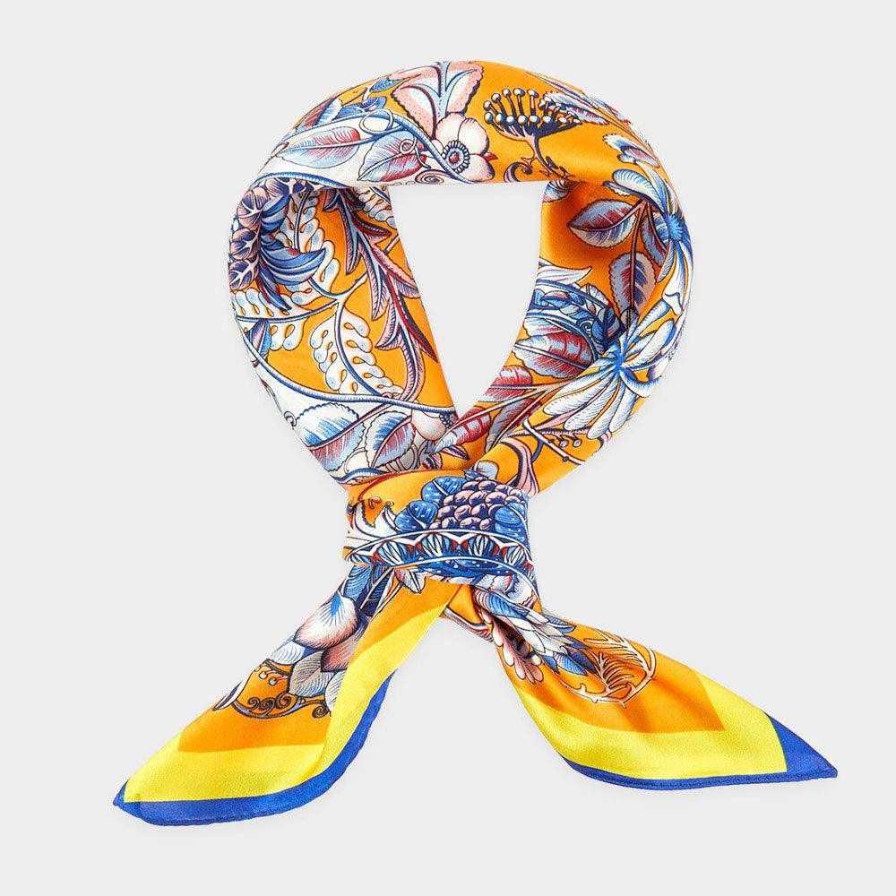 Orange Floral Print Bandana Scarf