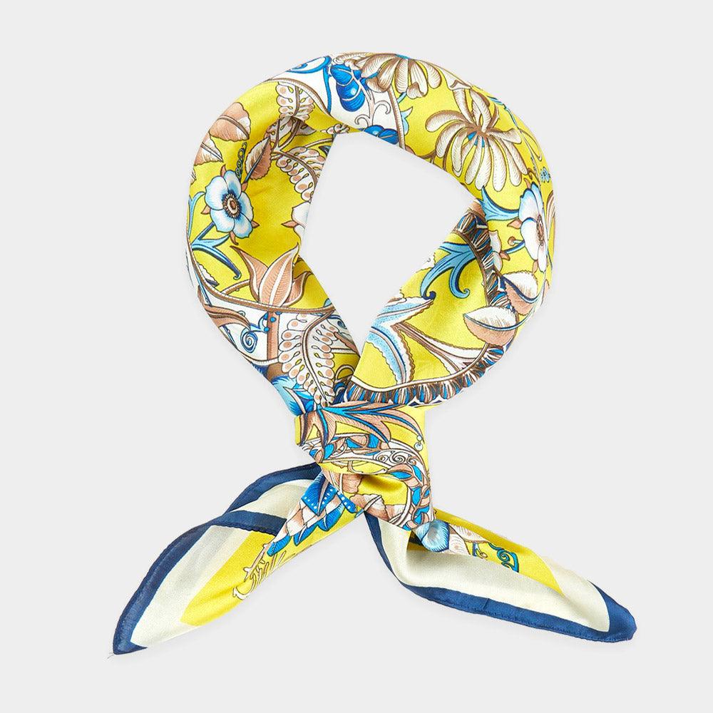 Yellow Floral Print Bandana Scarf