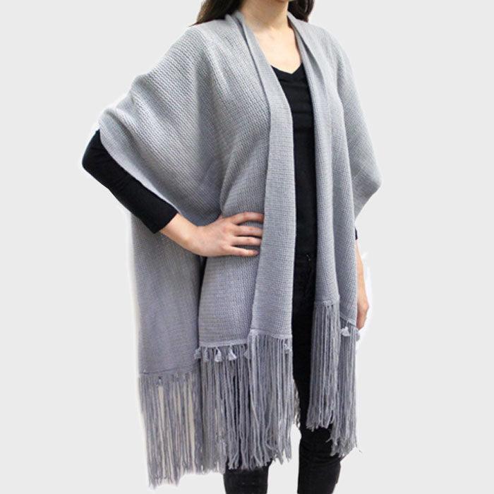 Gray Fringe Accented Knit Scarf - Jewelry Store by Erik Rayo