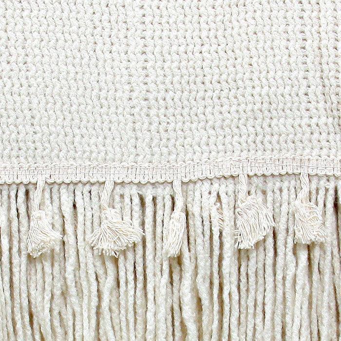White Fringe Accented Knit Scarf - Jewelry Store by Erik Rayo