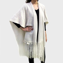 Load image into Gallery viewer, White Fringe Accented Knit Scarf
